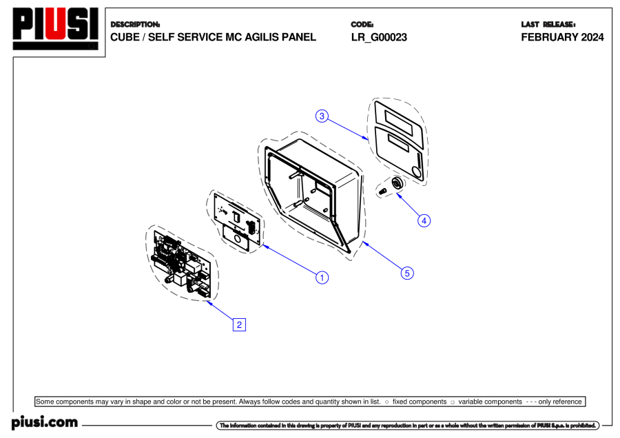 Teilezeichnung Panel für Piusi Dieseltankstelle CUBE 70 MC, 230V