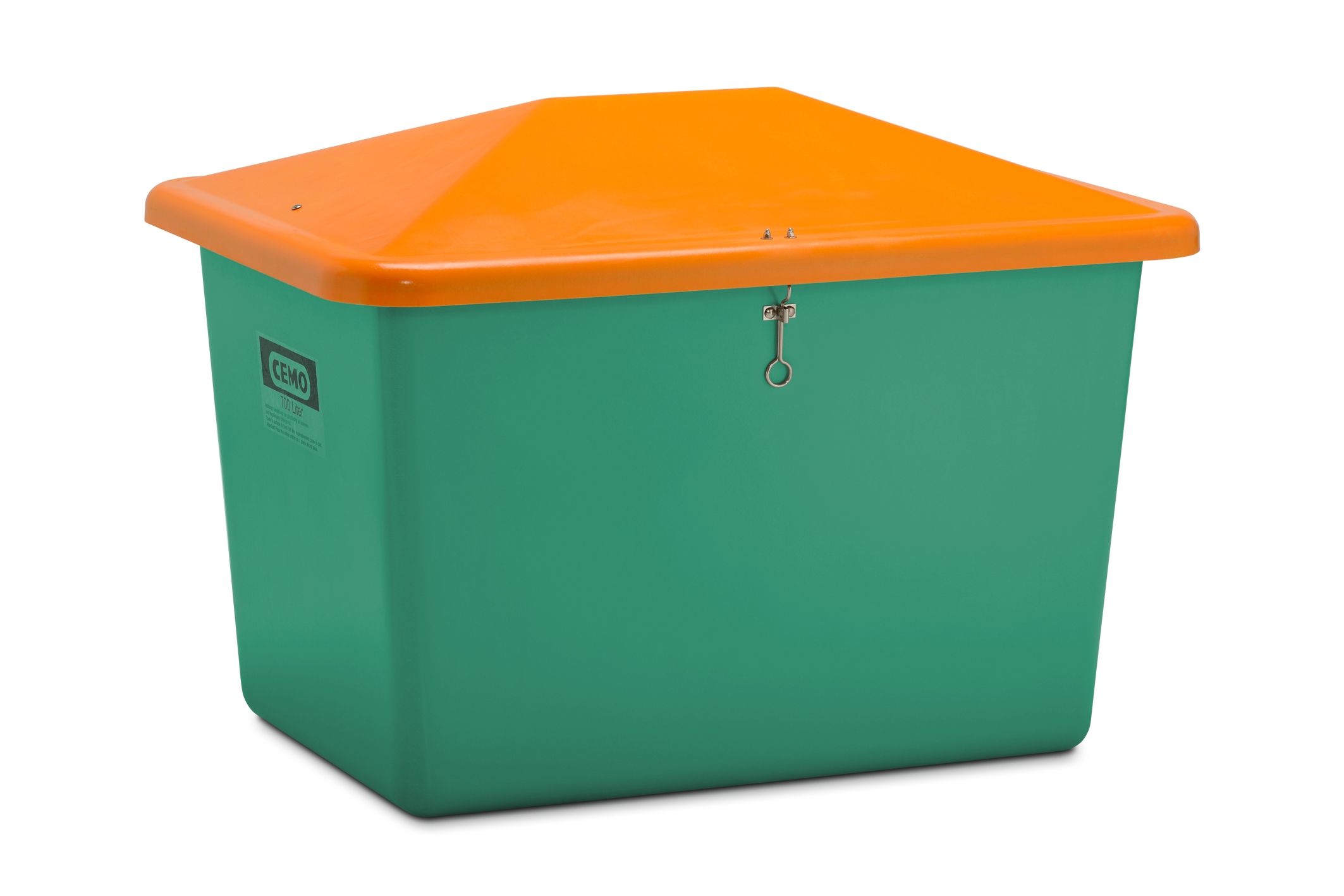 CEMO Streugutbehälter 700 l, grün/orange - 10839